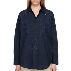 RAG & BONE
Navy Vivian Shirt, Eyelet Button-Up Shirt
